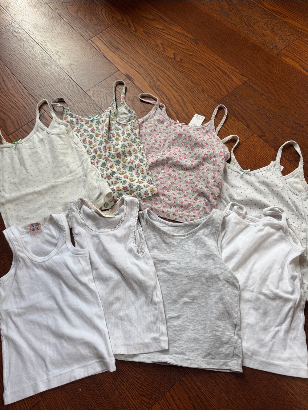 Girls White & Floral Tank Top Sets